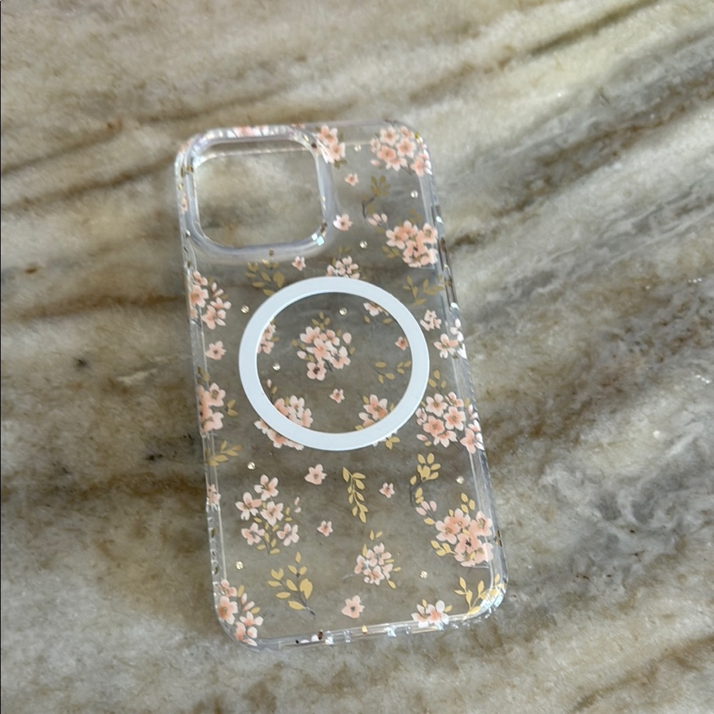 Floral Clear Phone Case with MagSafe Compatibility